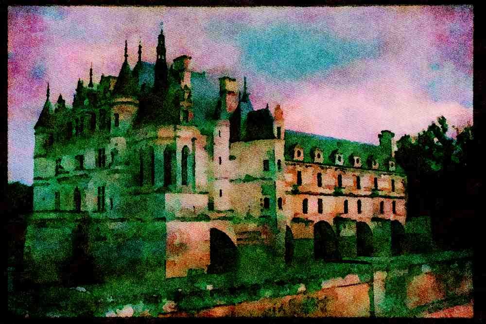 Castles 382061 Chenonceaux, The Loire Valley A4 Limited Edition Watercolour Print