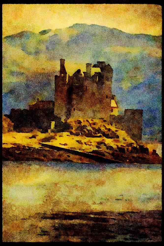 Castles 382066 Island Castle A4 Limited Edition Watercolour Print