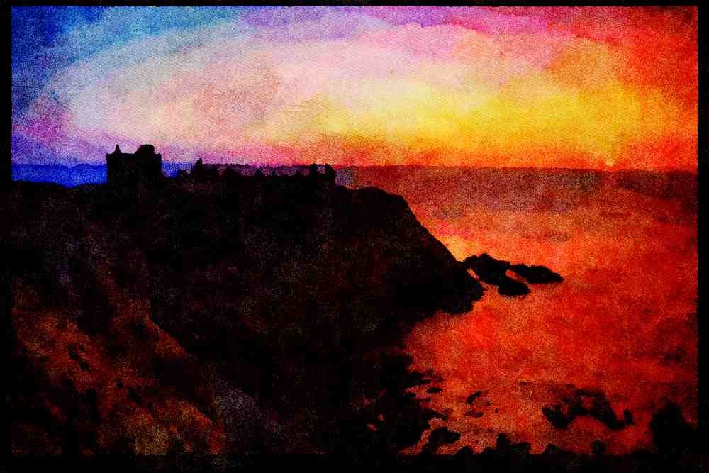Castles 382070 Dunnotar Castle, Stonehaven, Scotland A4 Limited Edition Watercolour Print