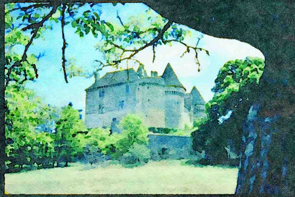 Castles 382077 Fenelon, France A4 Limited Edition Watercolour Print
