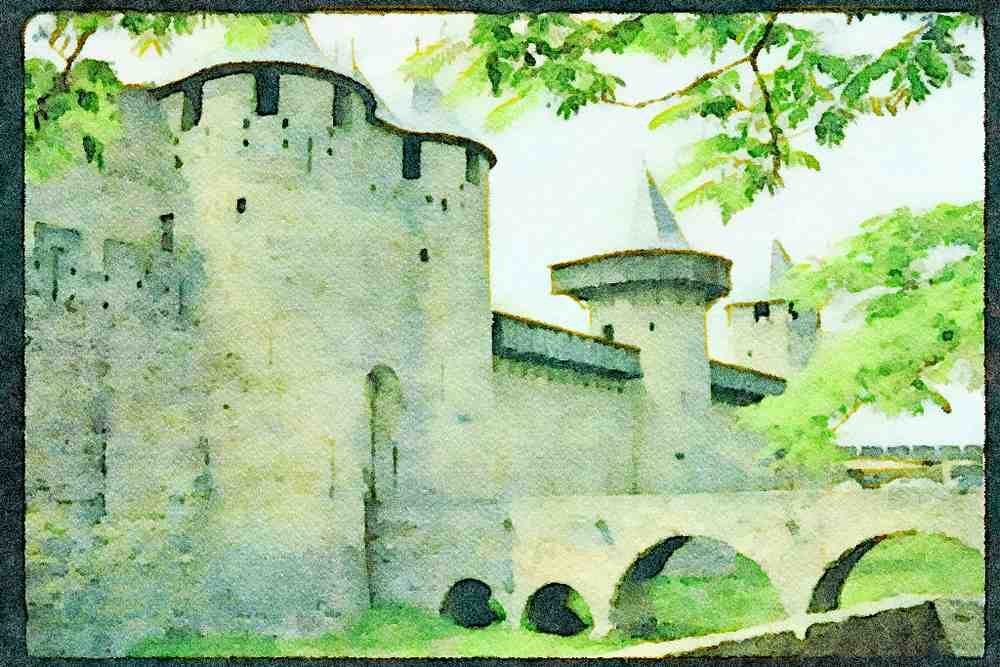 Castles 382087 Carcasconne, France A4 Limited Edition Watercolour Print