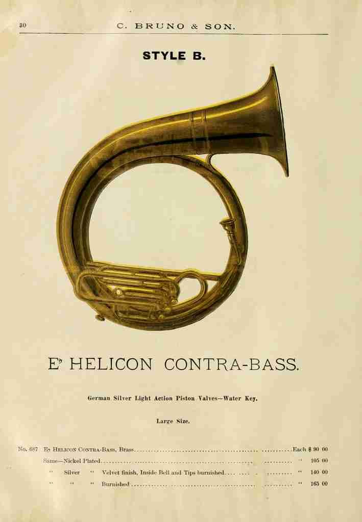 Catalogue C Bruno & Son c1890 E flat Helicon Contra bass 1 A4 Photo Print