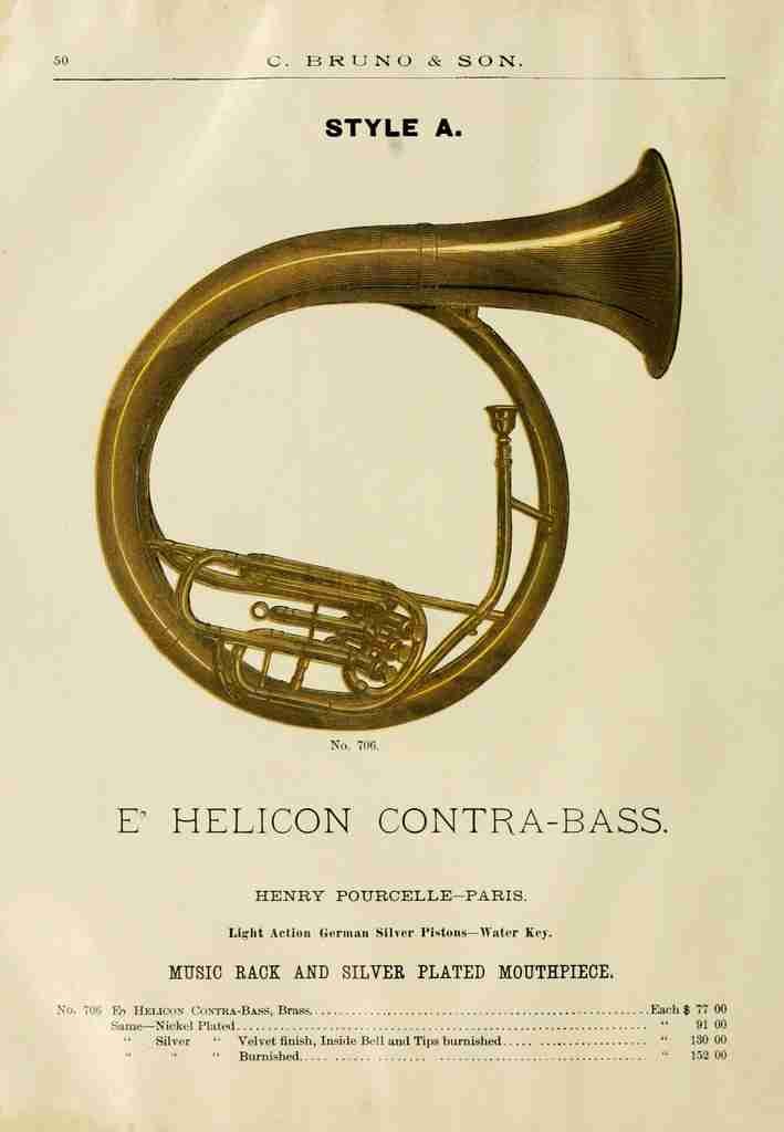 Catalogue C Bruno & Son c1890 E flat Helicon Contra bass 2 A4 Photo Print