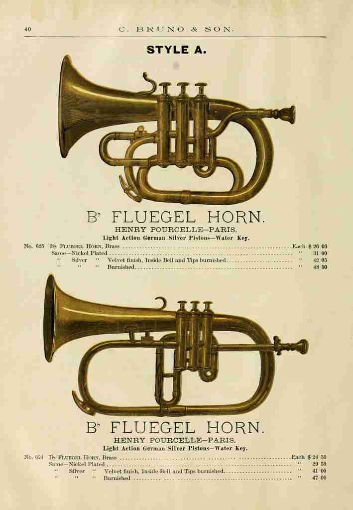 Catalogue C Bruno & Son c1890 Fluegel Horns A4 Photo Print