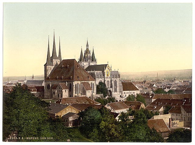 Cathedral Erfurt Thuringia Vintage A4 Photo Print