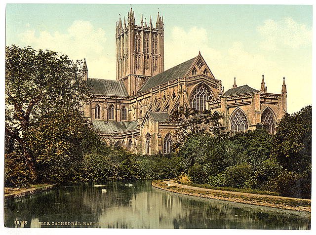 Cathedral east front Wells Vintage A4 Photo Print