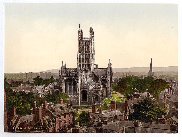 Cathedral from church tower Gloucester Vintage A4 Photo Print
