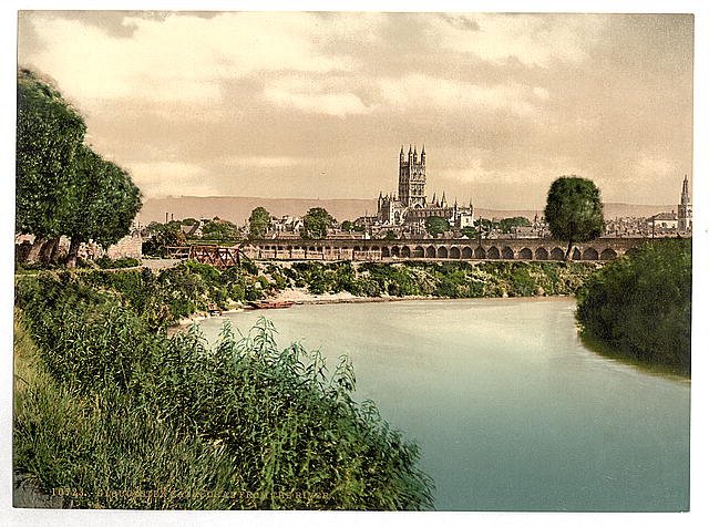 Cathedral from river Gloucester Vintage A4 Photo Print