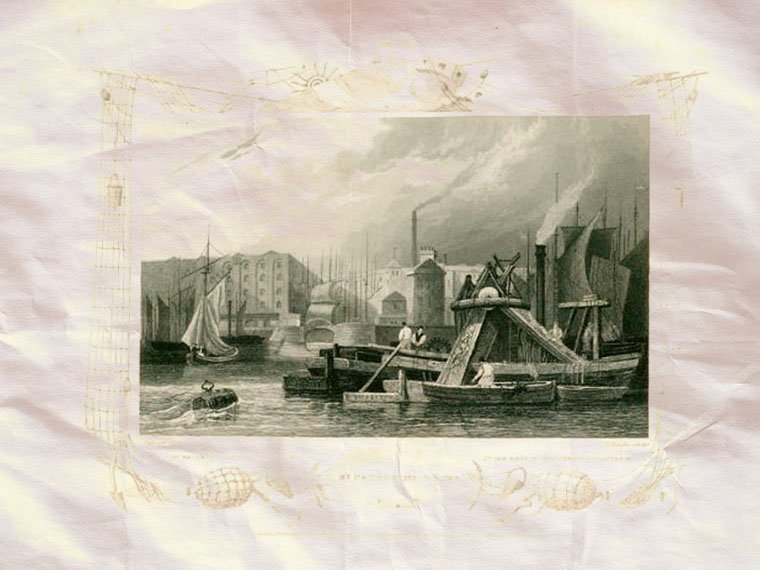 Catherine Docks Thames Great Britain 1834 Vintage A4 Photo Print