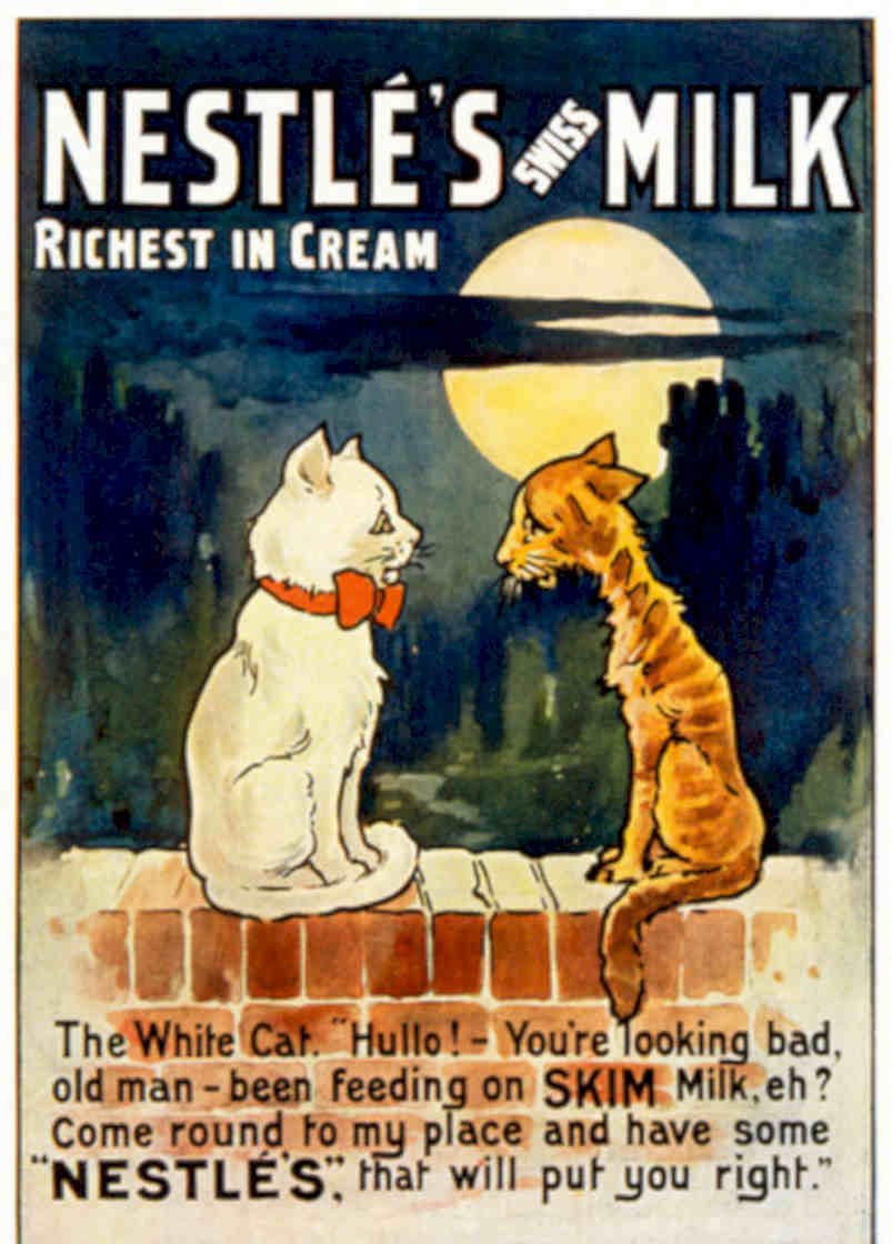 Cats Milk Rooftop Vintage Retro Advert Poster A4 Photo Print