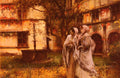 Cavalleri Vittorio Elegant Travellers In An Italian Cloister Art A4 Photo Print