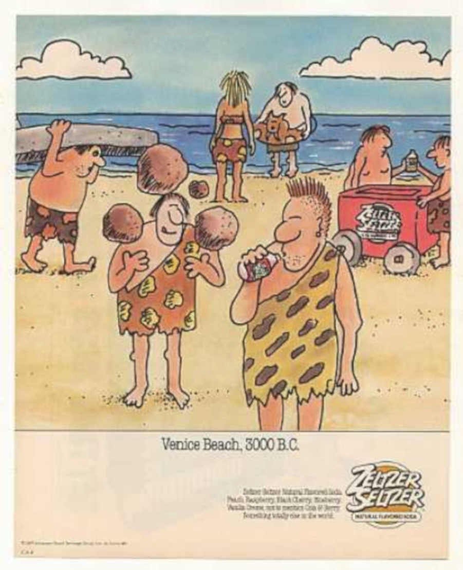 Cavemen Seltzer Beach Vintage Retro Advert Ads A4 Photo Print