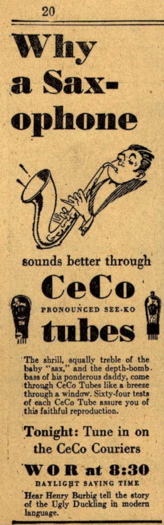 Ceco Tubes Sax Vintage Retro Advert Ads A4 Photo Print