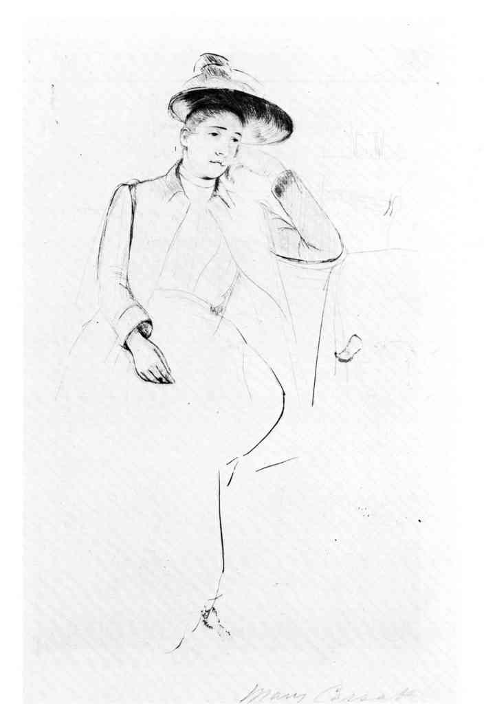 Celeste Sitting On A Bank In The Park Cassatt A4 Photo Print