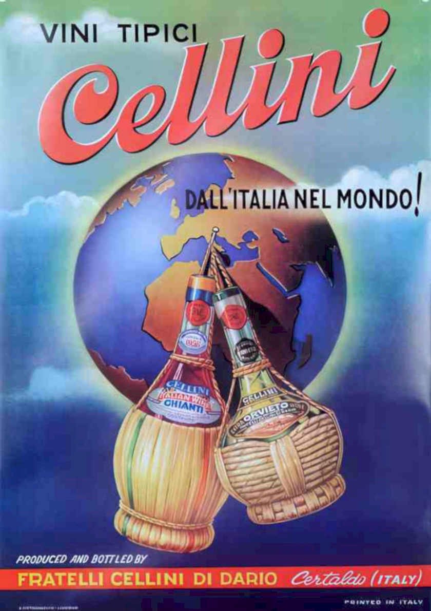 Celllini Wine Globe Vintage Retro Advert Ads A4 Photo Print