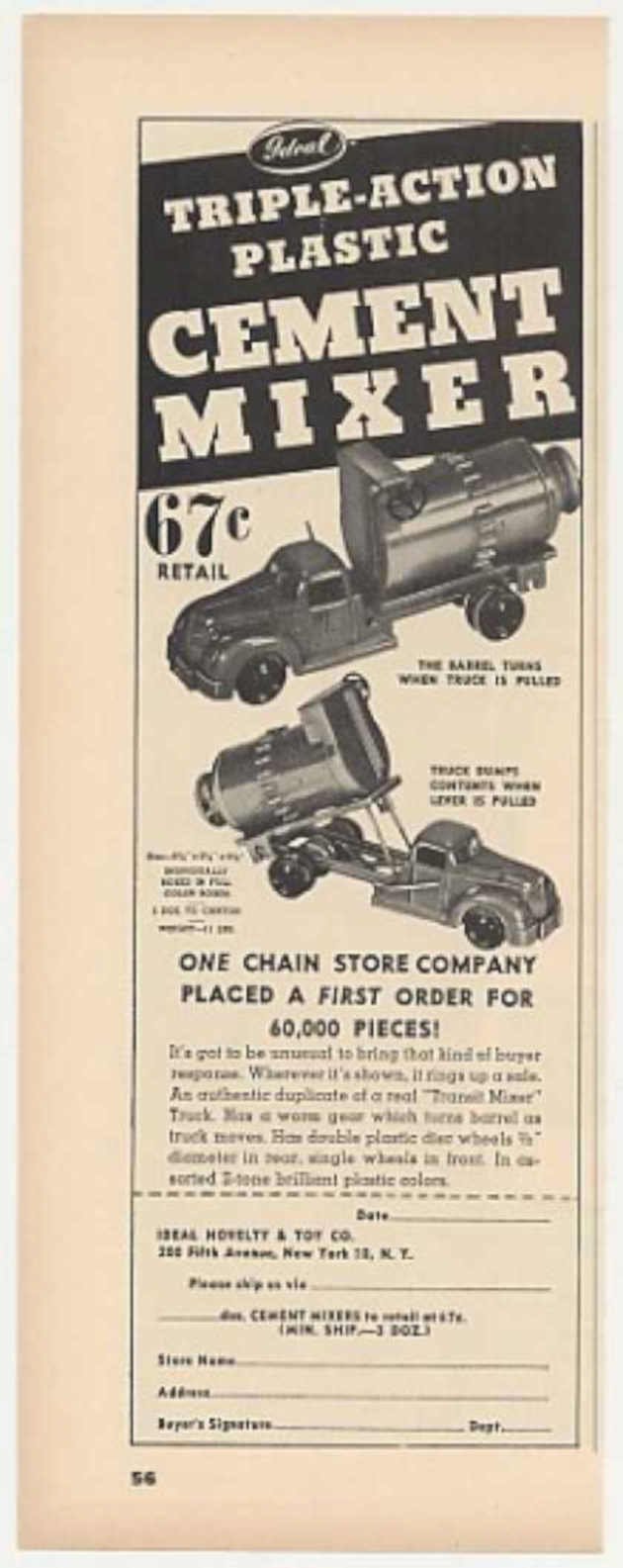 Cement Mixer Ideal Vintage Retro Advert Ads A4 Photo Print