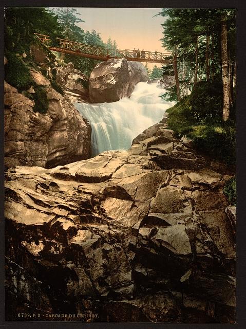 Cerisy waterfall Pyrenees Vintage A4 Photo Print