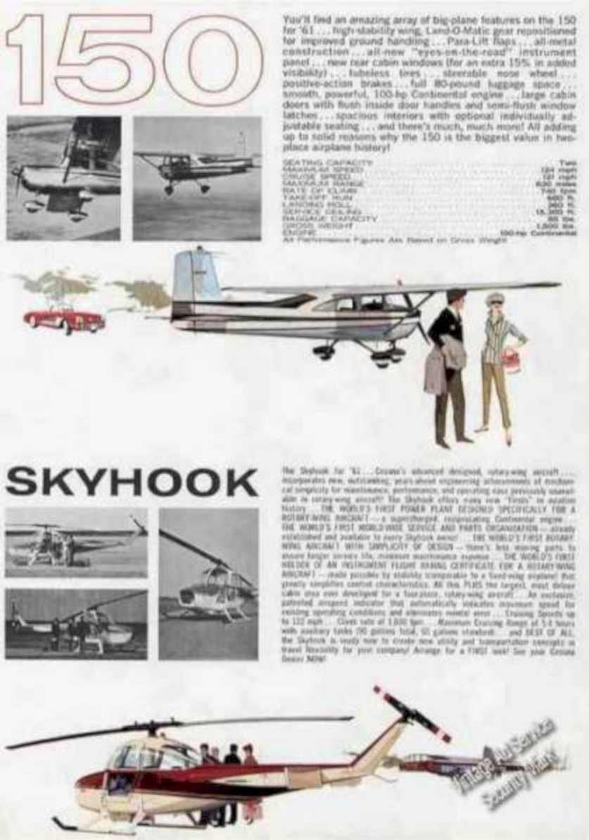 Cessna Skyhook Aviation Vintage Retro Advert Ads A4 Photo Print