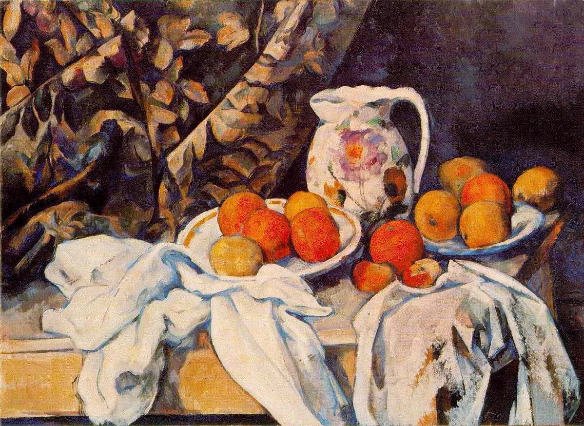 Cezanne Still Life With Curtain And Flowered Pitcher Art A4 Photo Print