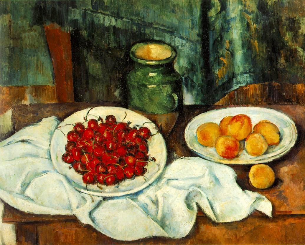 Cezanne Still Life With Plate Of Cherries Art A4 Photo Print