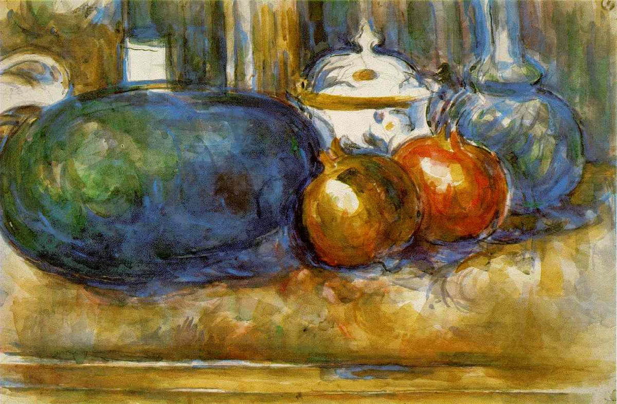 Cezanne Still Life With Watermelon And Pomegranates Art A4 Photo Print