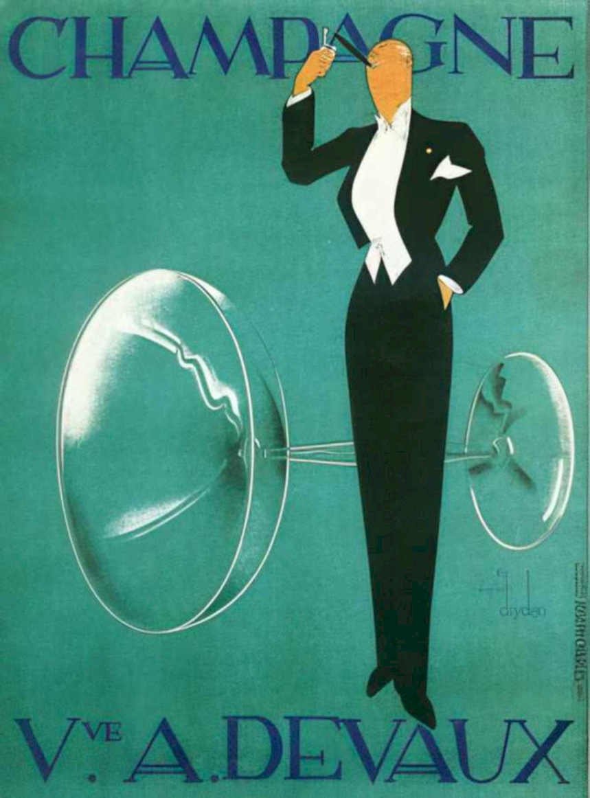 Champagne Devaux Artdeco Vintage Retro Advert Ads A4 Photo Print