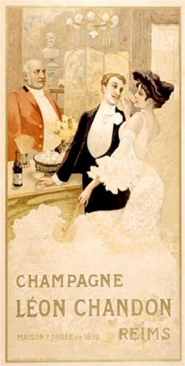 Champagne Leon Chandon Vintage Retro Advert Ads A4 Photo Print