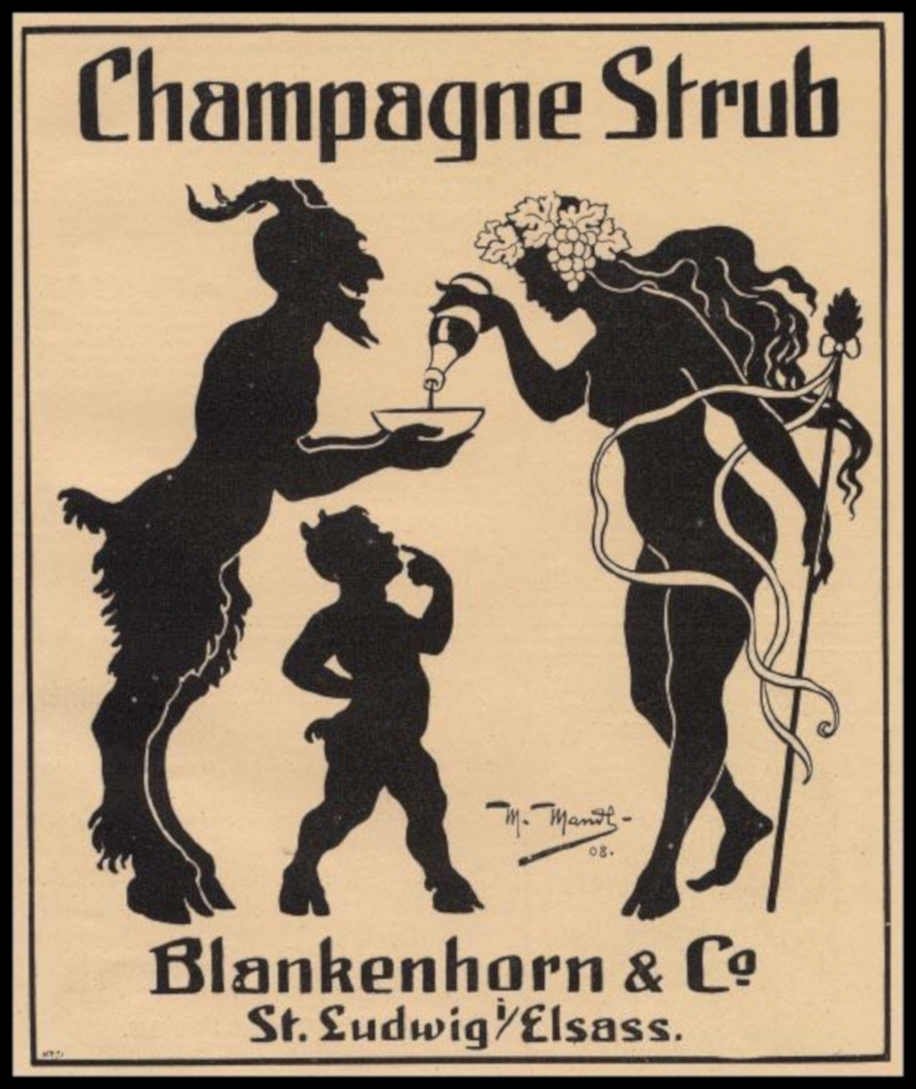 Champagne Strub Satyr Vintage Retro Advert Ads A4 Photo Print