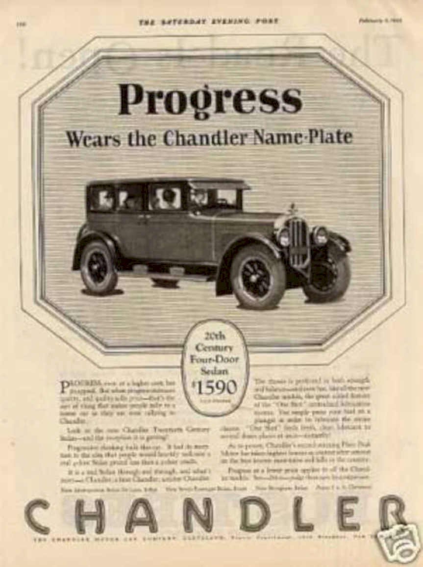 Chandler Progress 1920s Vintage Retro Advert Ads A4 Photo Print