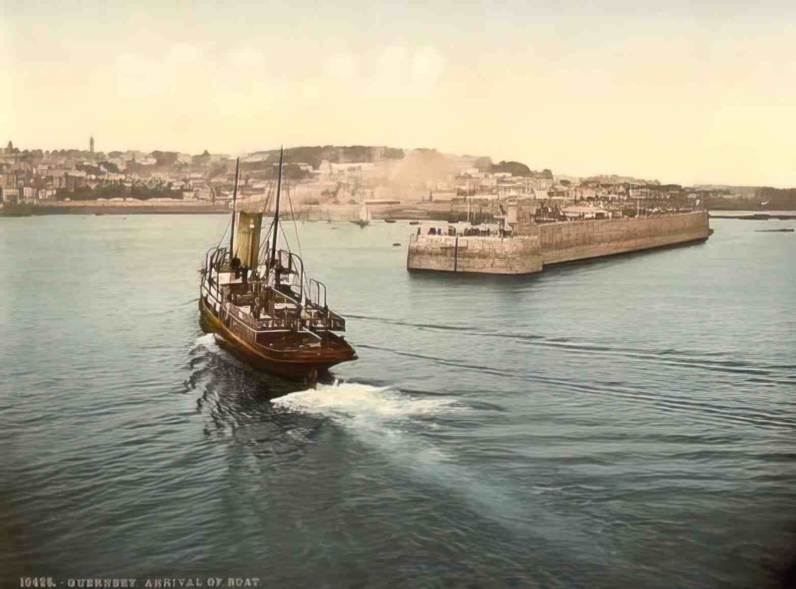 Channel Isles Guernsey Arrival of Boat Vintage A4 Photo Print