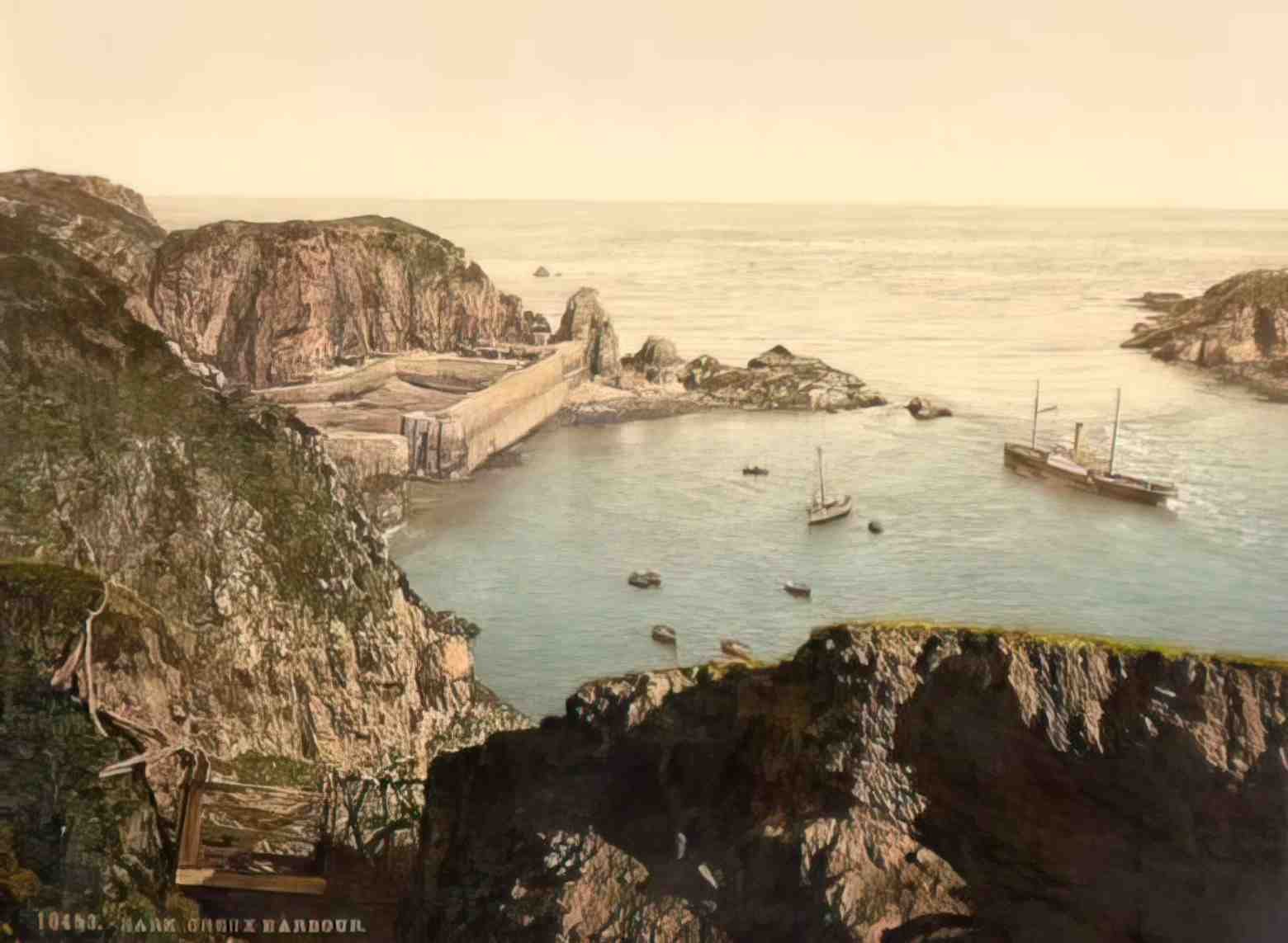 Channel Isles Sark Creux Harbour Vintage A4 Photo Print