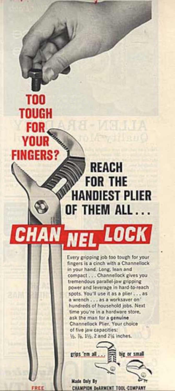 Channel Lock Pliers Vintage Retro Advert Ads A4 Photo Print