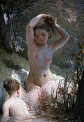 Chaplin Charles Two Girls Bathing A4 Photo Print