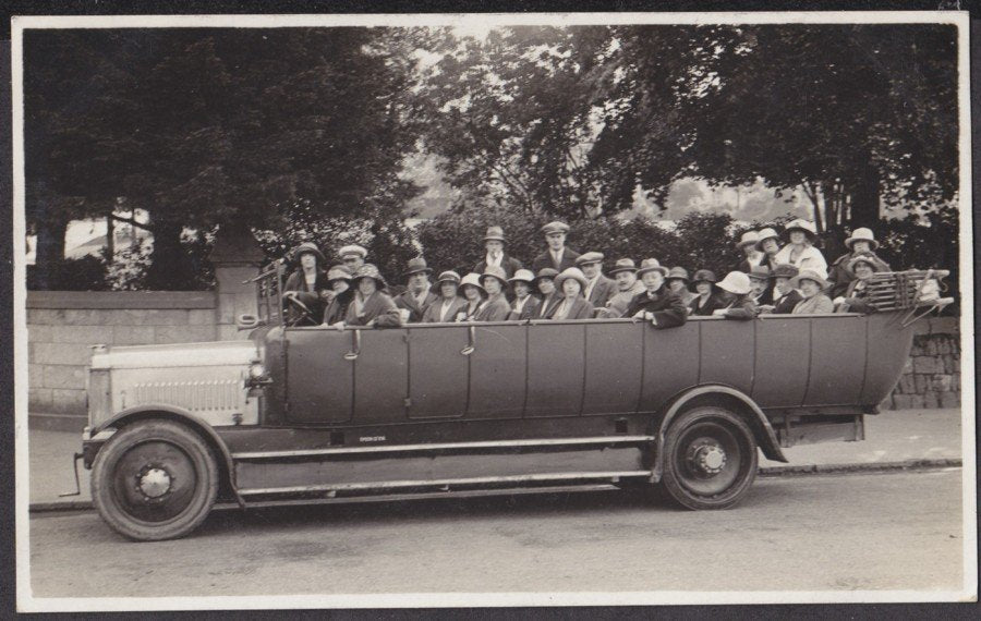 Charabanc In A Road By Trees Vintage A4 Photo Print