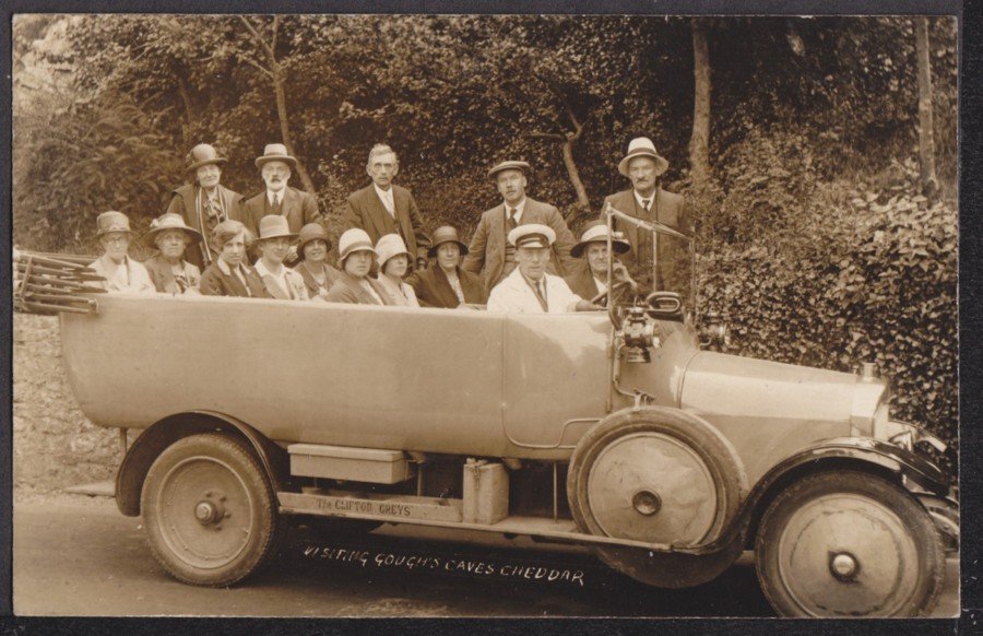 Charabanc The Clifton Greys At Cheddar Goughs Cave Vintage A4 Photo Print