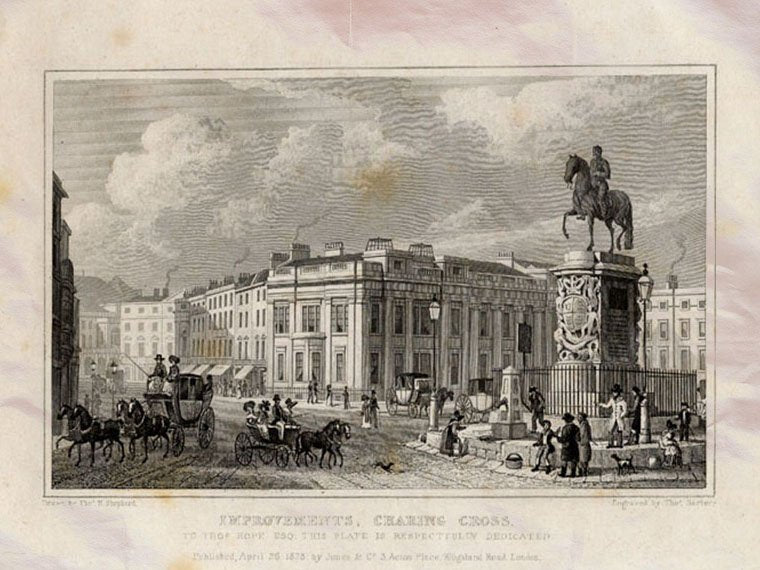 Charing Cros London England Shepherd 1827 Vintage A4 Photo Print