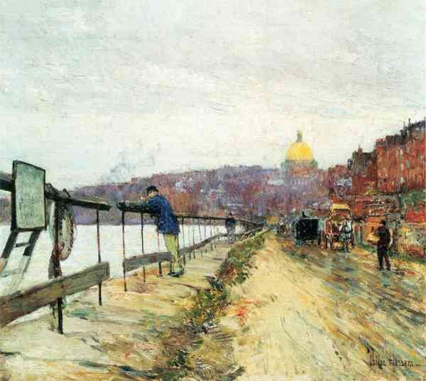 Charles River und Beacon Hill by Hassam Impressionism American A4 Photo Print