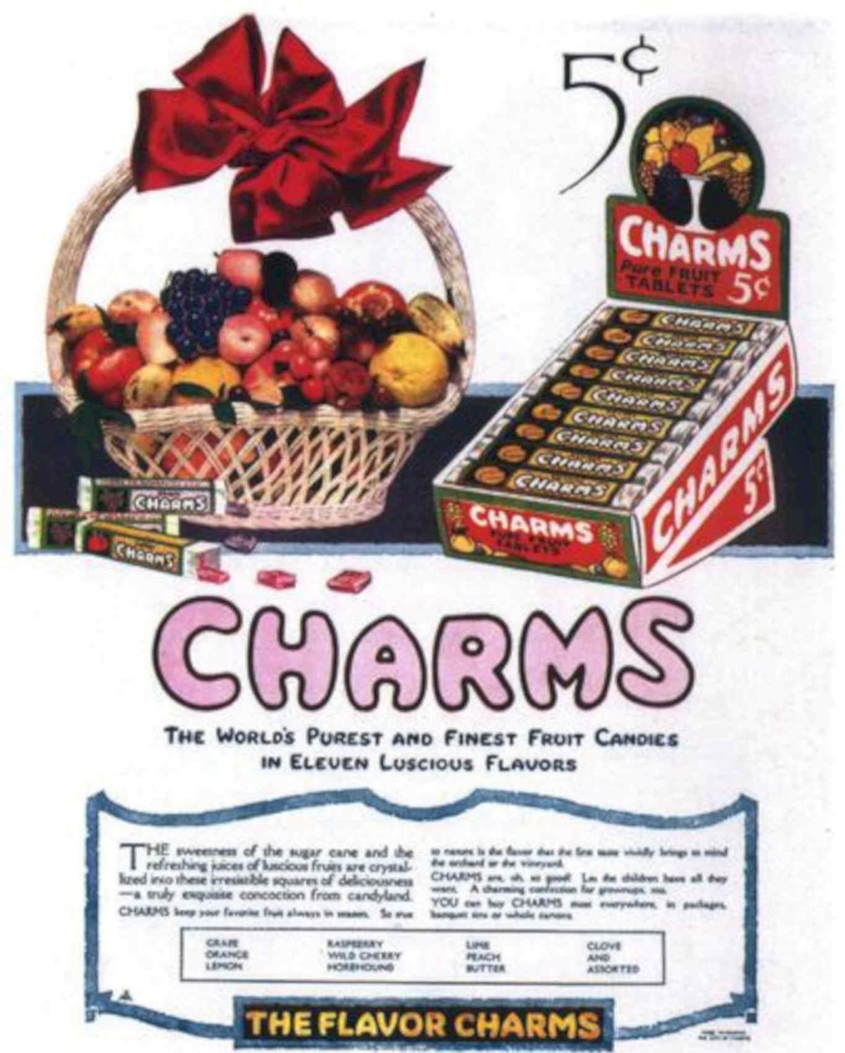 Charms Fruit Basket Vintage Retro Advert Poster A4 Photo Print