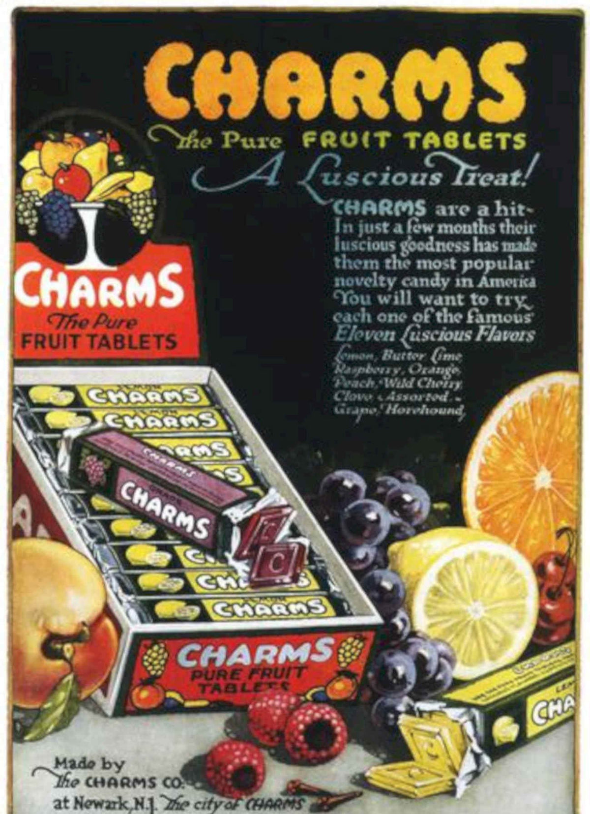 Charms Fruit Tablets Vintage Retro Advert Poster A4 Photo Print