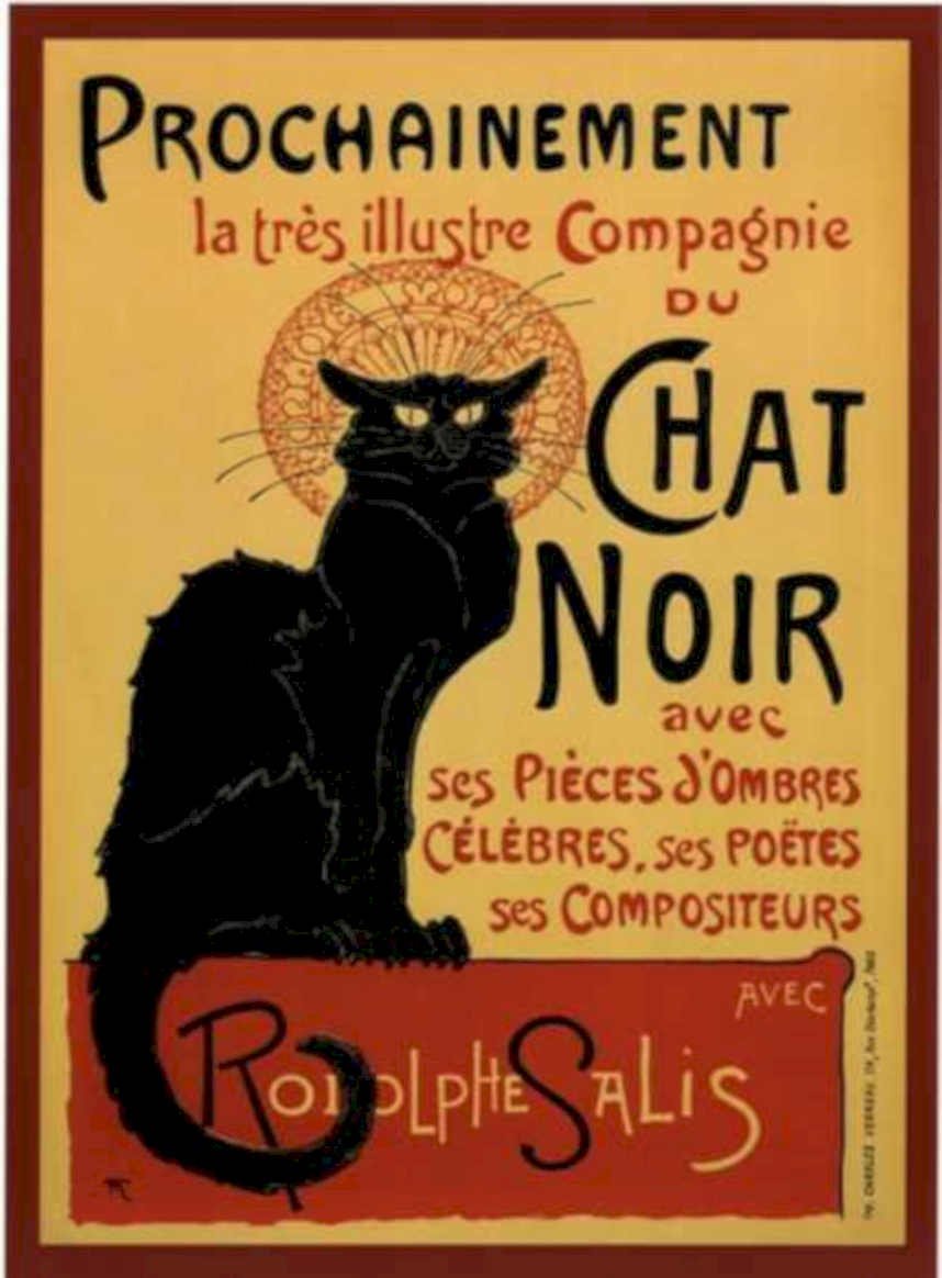 Chat Noir Cat Vintage Retro Advert Ads A4 Photo Print