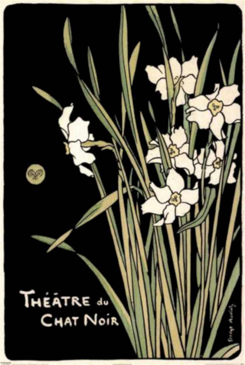 Chat Noir Daffodils Vintage Retro Advert Ads A4 Photo Print
