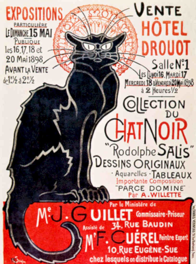 Chat Noir Drouot Vintage Retro Advert Poster A4 Photo Print