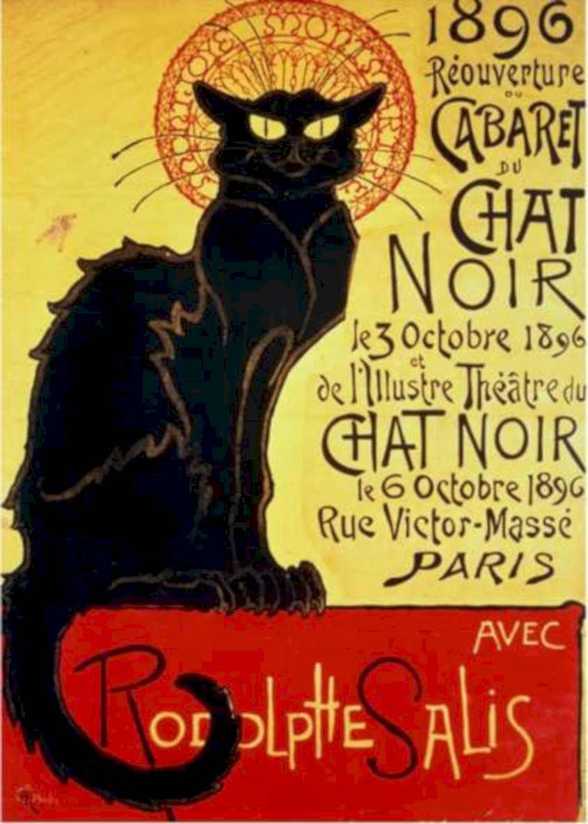 Chat Noir Paris Vintage Retro Advert Ads A4 Photo Print