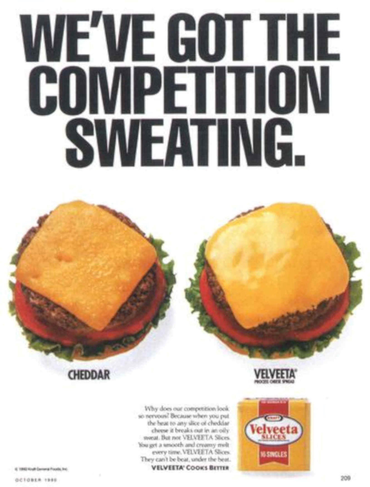 Cheeseburgers Velveeta 1988 Vintage Retro Advert Poster A4 Photo Print