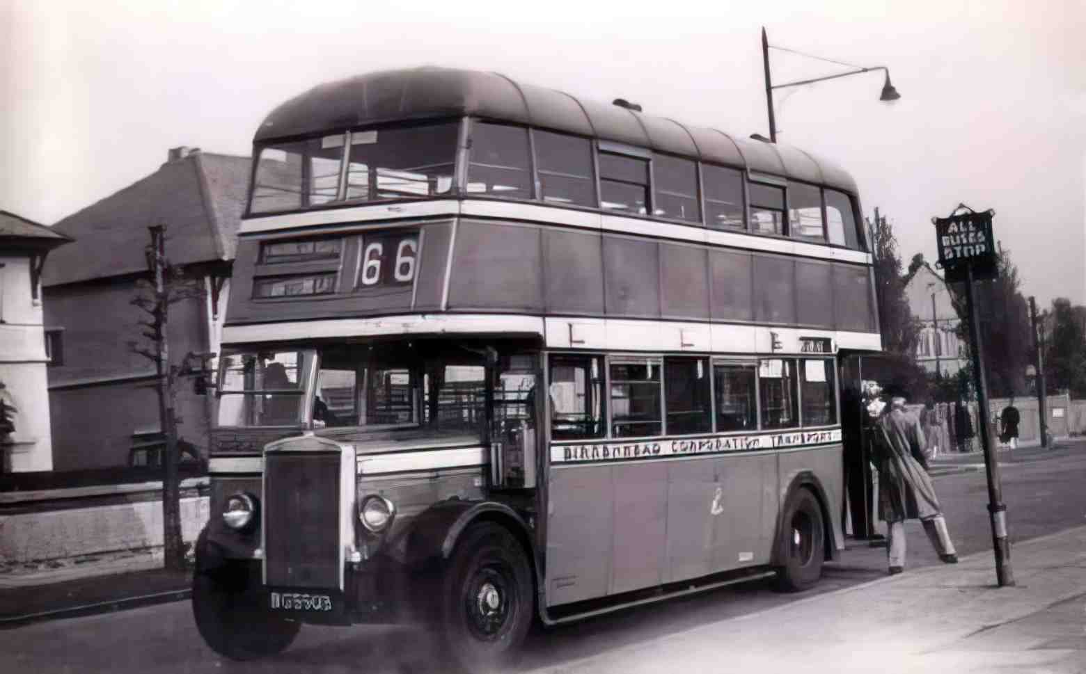 Cheshire Birkenhead DD Bus 1950s Vintage A4 Photo Print