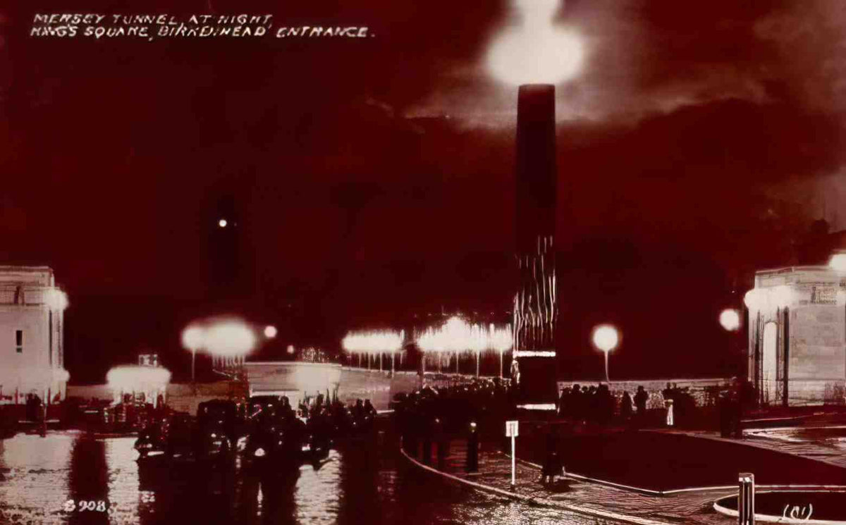 Cheshire Birkenhead Kings Square Mersey Tunnel at Night 1930s Vintage A4 Photo Print