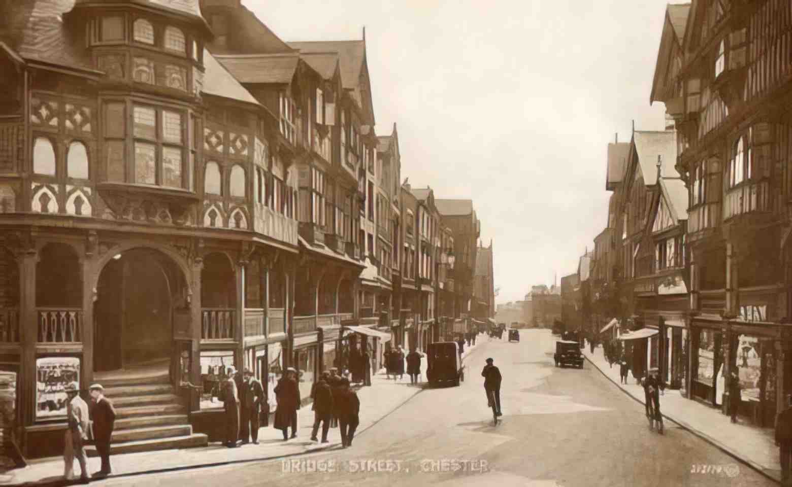 Cheshire Chester Bridge Street Vintage A4 Photo Print