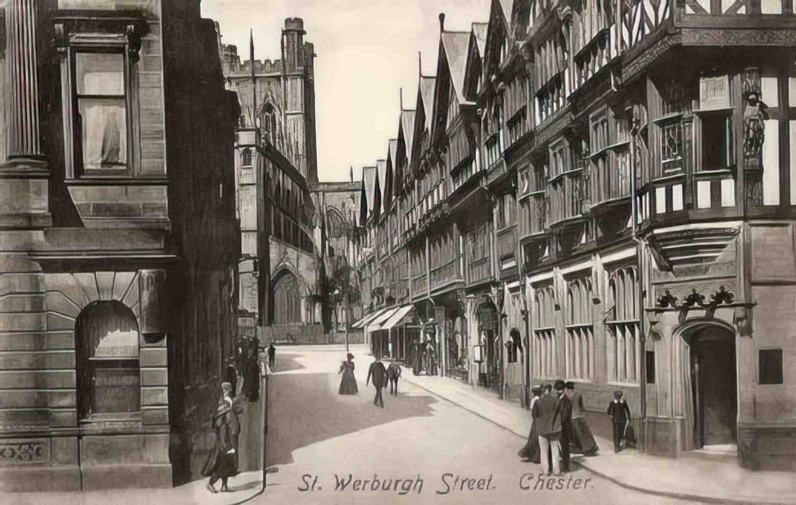 Cheshire Chester St Werburgh Street 1900s Vintage A4 Photo Print
