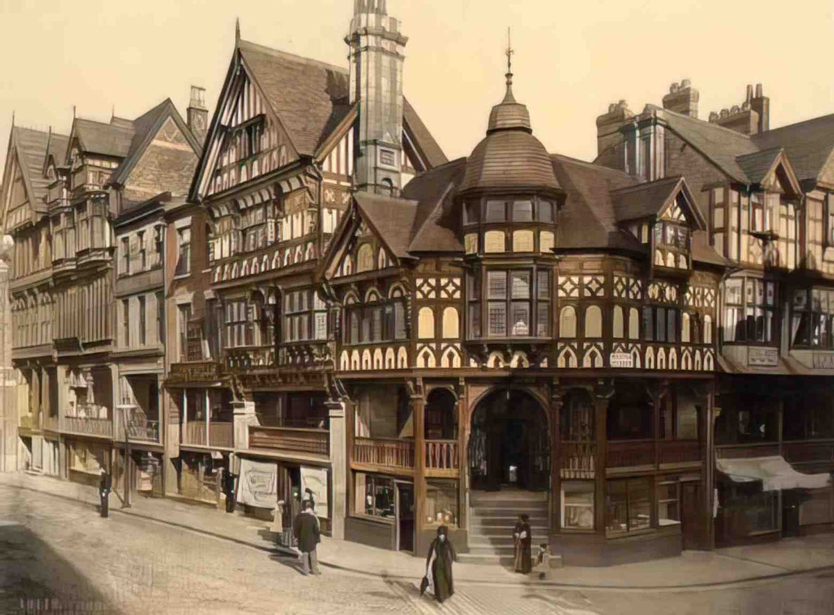Cheshire Chester The Rows Vintage A4 Photo Print