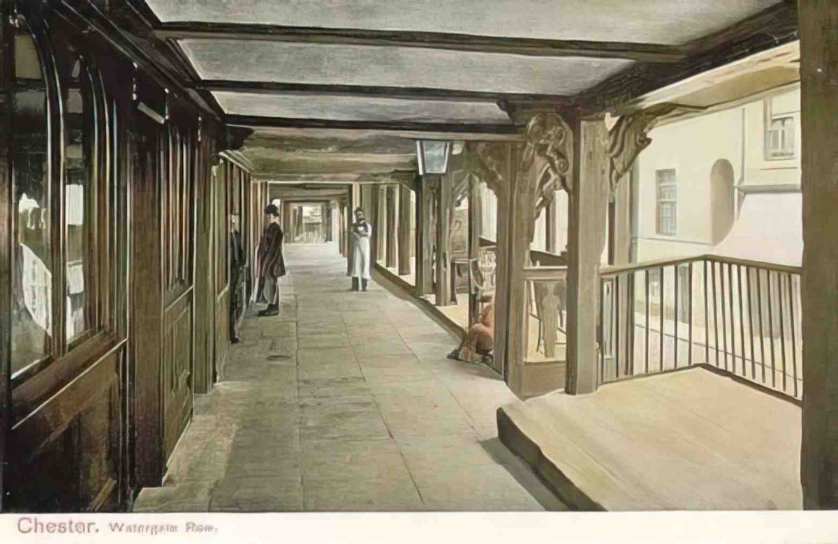 Cheshire Chester Watergate Row Vintage A4 Photo Print